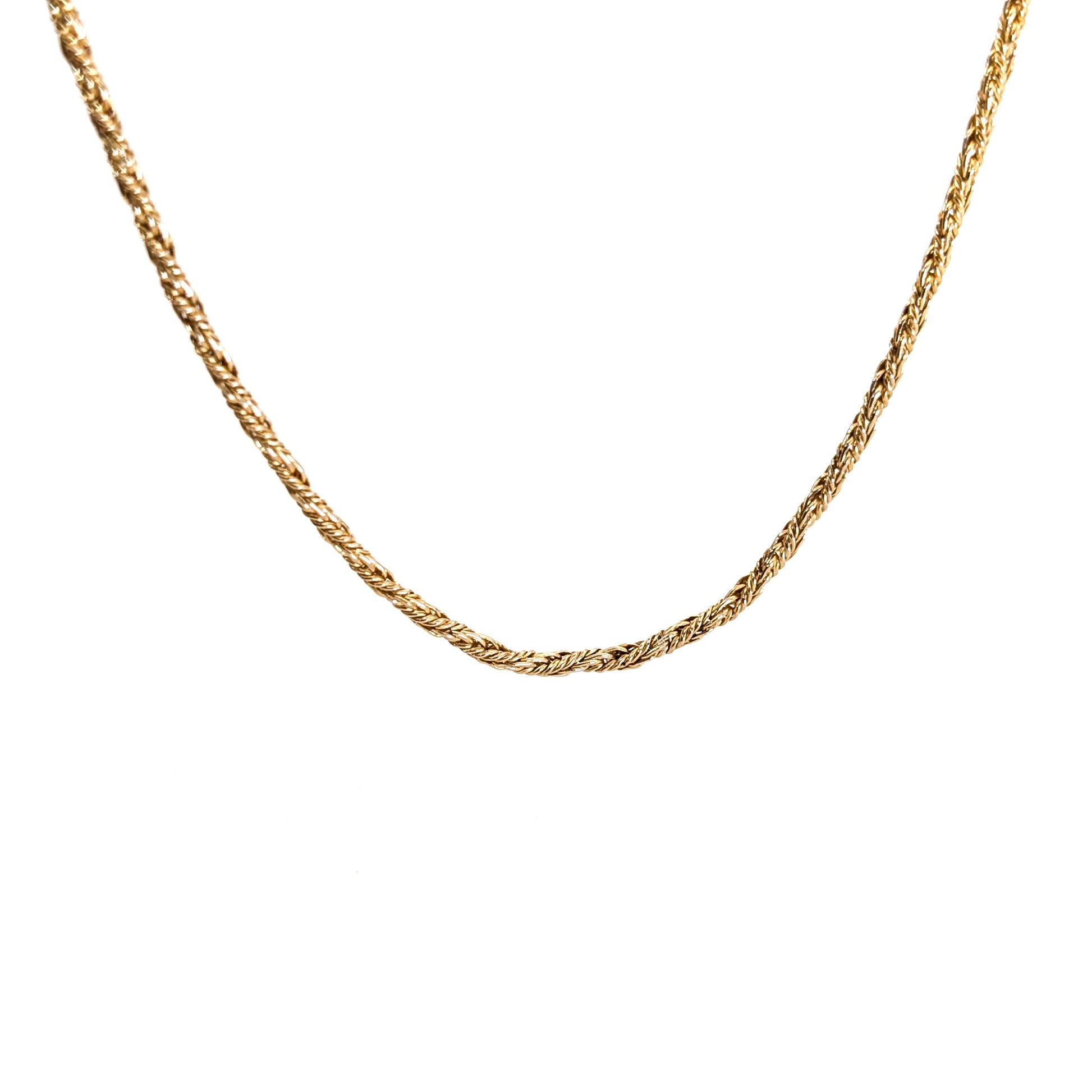 14K Gold chain necklace on a white background