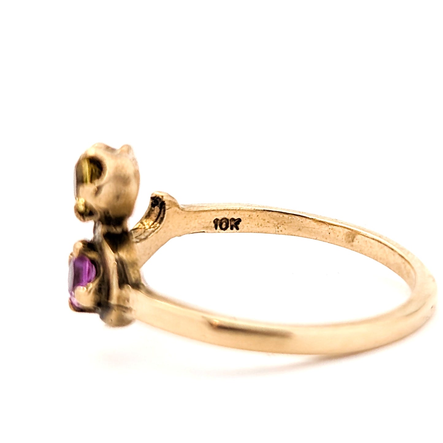 Vintage 10K Gold Floral Ring with Synthetic Pink & Yellow Gemstones