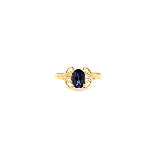 Vintage 14K Yellow Gold Iolite Ring