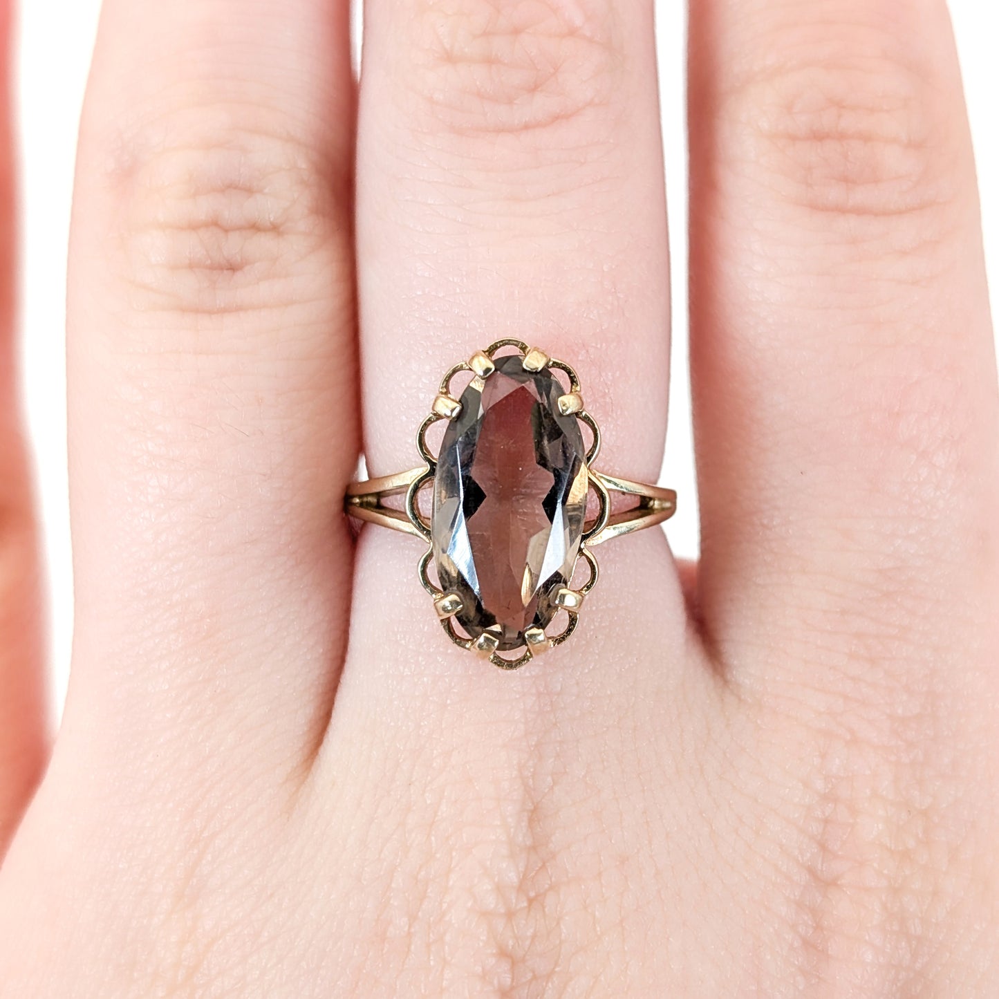 Vintage Smoky Quartz 10K Gold Ring