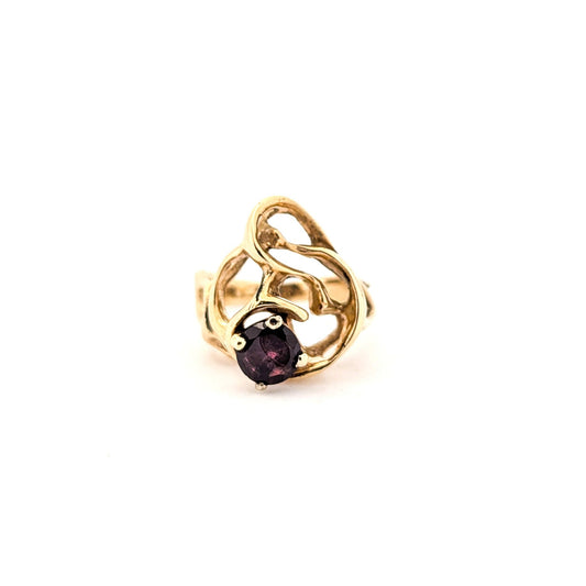 Vintage Brutalist 14K Gold Garnet Ring