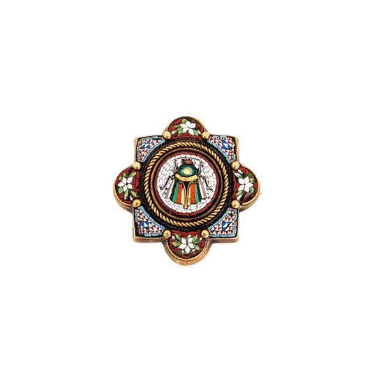 Antique 14K Gold Scarab Micro-Mosaic Brooch – Victorian Era