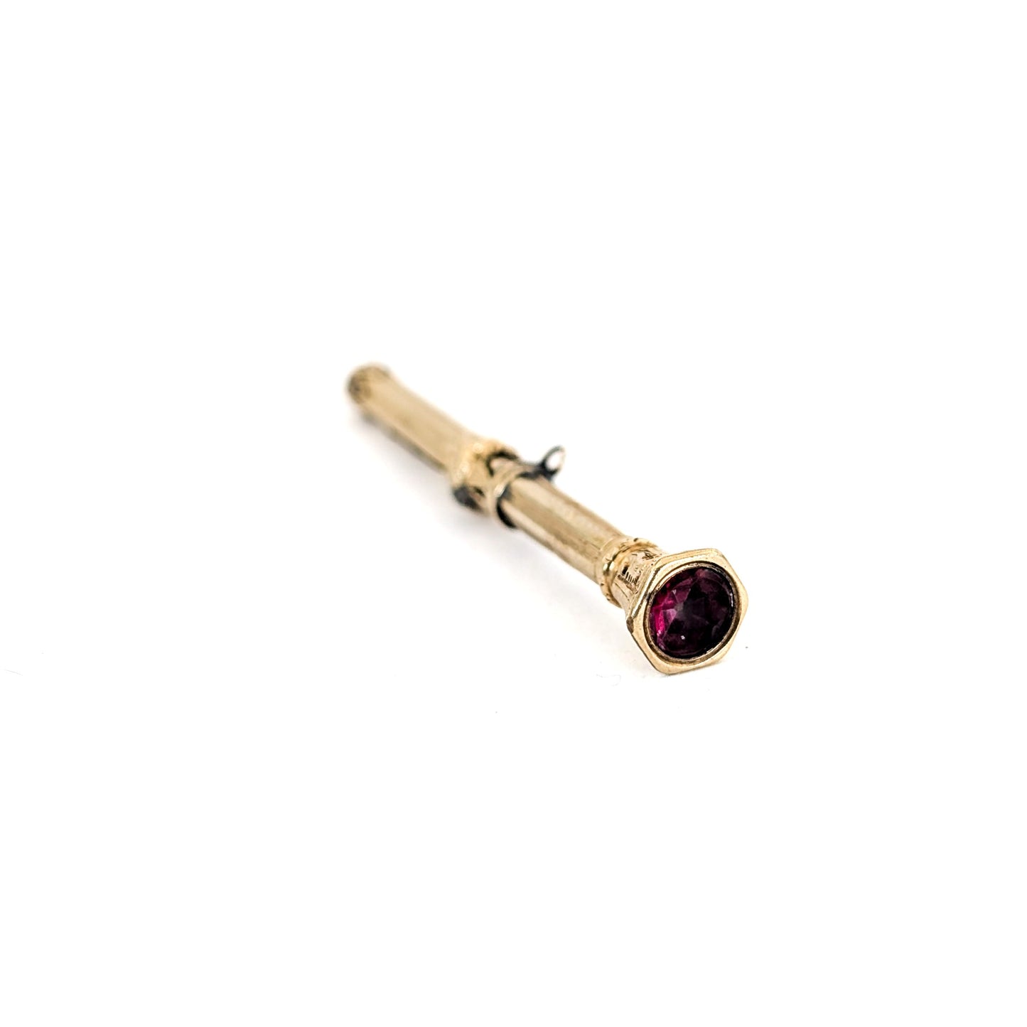 Victorian 10K Gold Telescopic Pencil With A Pink End Stone