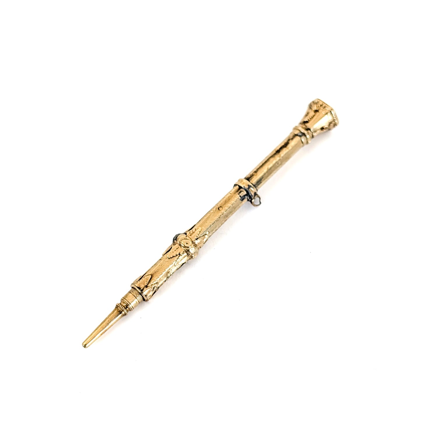 Victorian 10K Gold Telescopic Pencil With A Pink End Stone