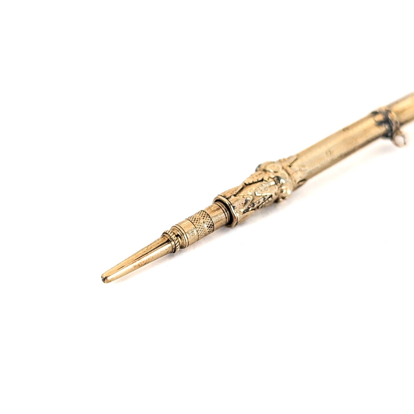 Victorian 10K Gold Telescopic Pencil With A Pink End Stone