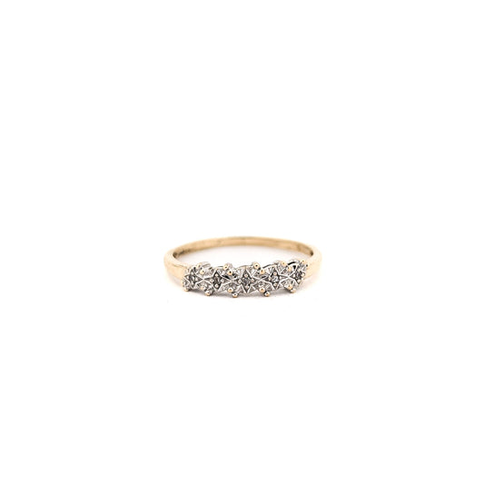 Vintage Diamond 9K Gold Starburst Band Ring