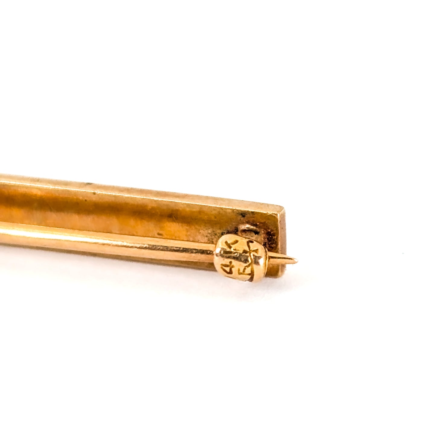 Antique 14K Gold Enamel and Seed Pearl Bar Pin