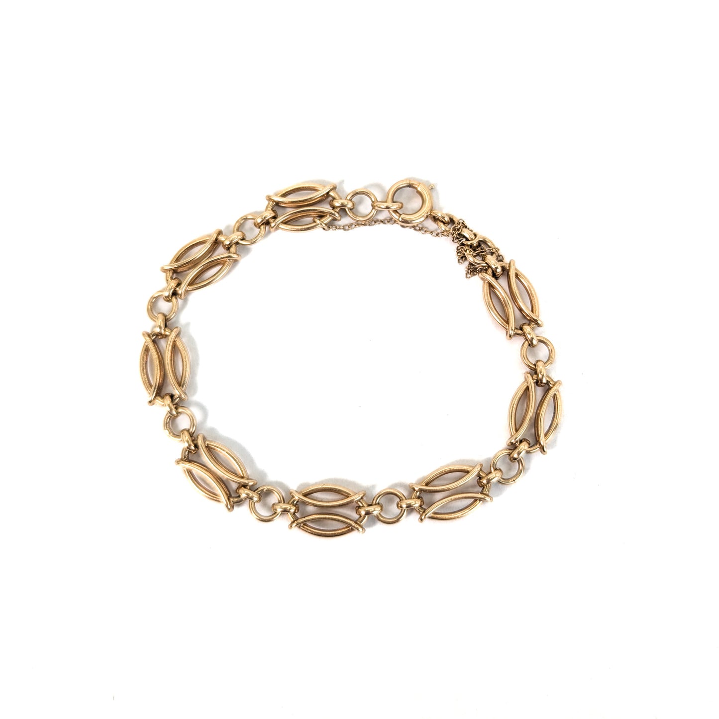 Vintage 14K Gold Fancy Oval Link Bracelet – 13.51 Grams
