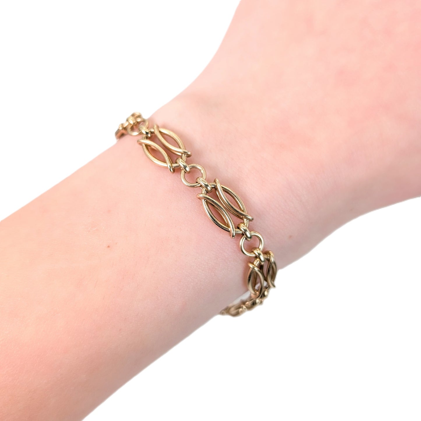 Vintage 14K Gold Fancy Oval Link Bracelet – 13.51 Grams