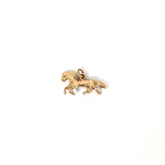 Vintage 9K Gold Horse Charm Pendant