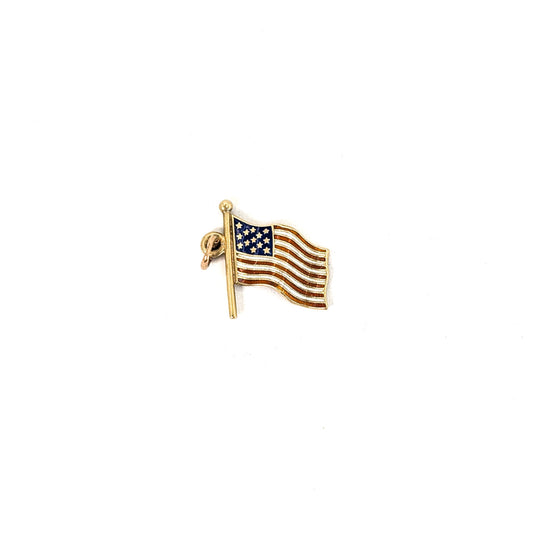 Vintage 14K Gold Enamel American Flag Charm
