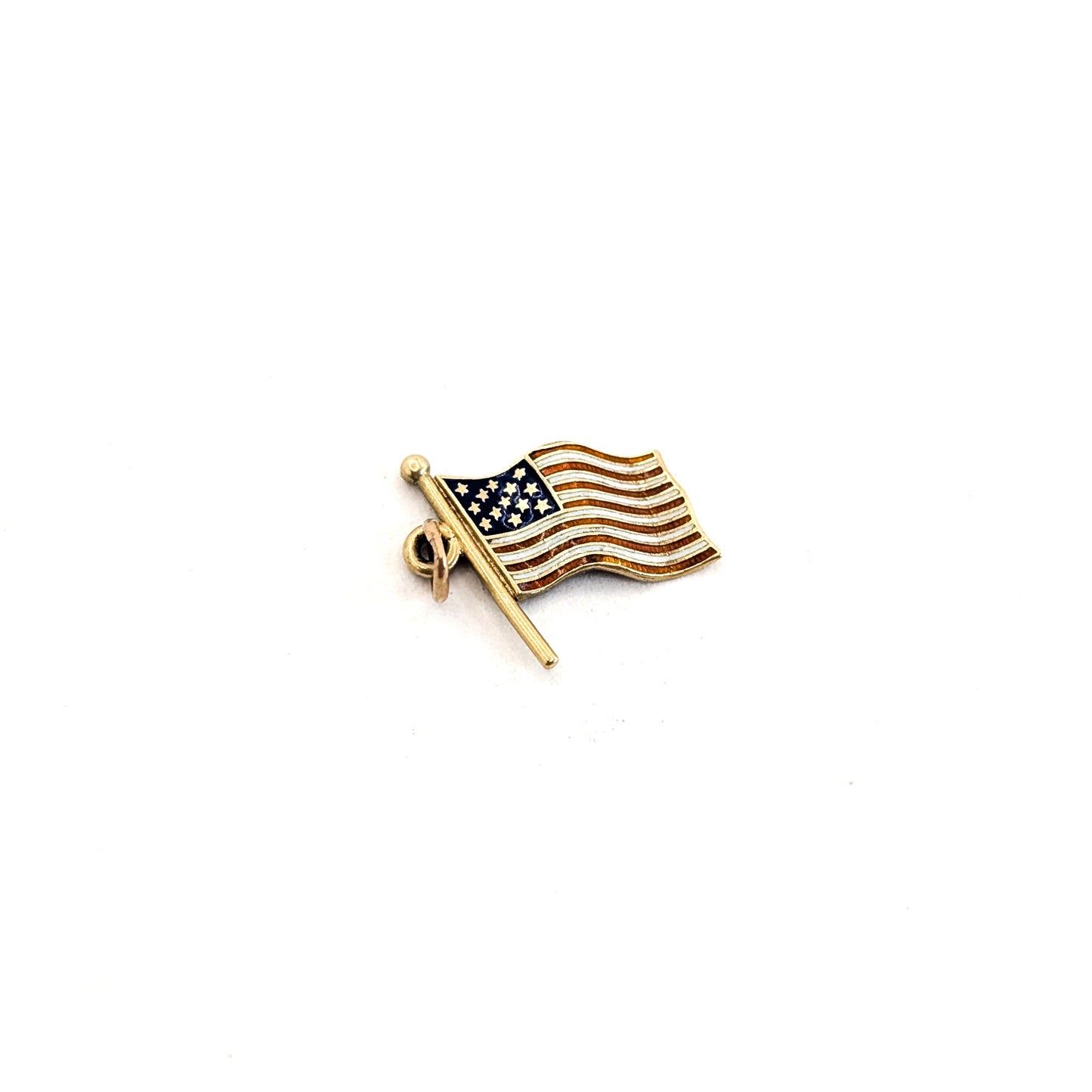 Vintage 14K Gold Enamel American Flag Charm