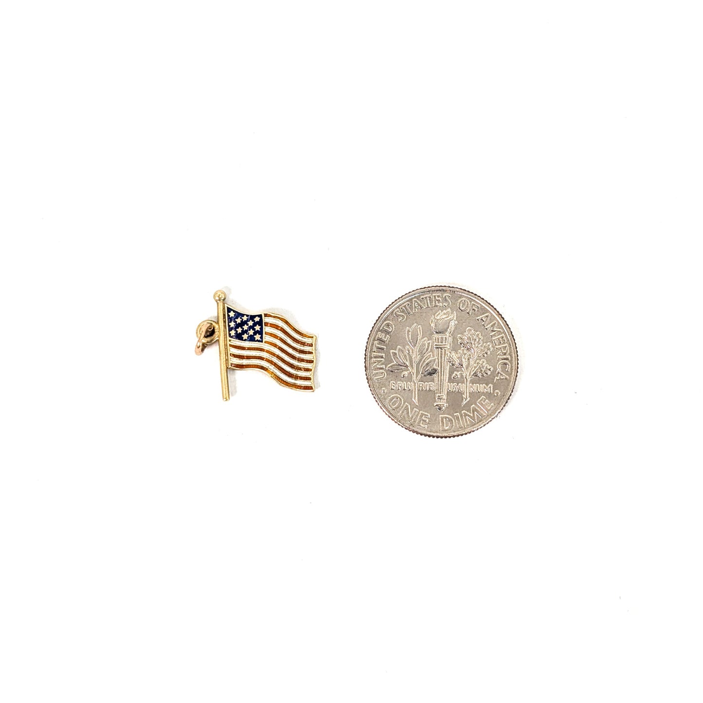 Vintage 14K Gold Enamel American Flag Charm