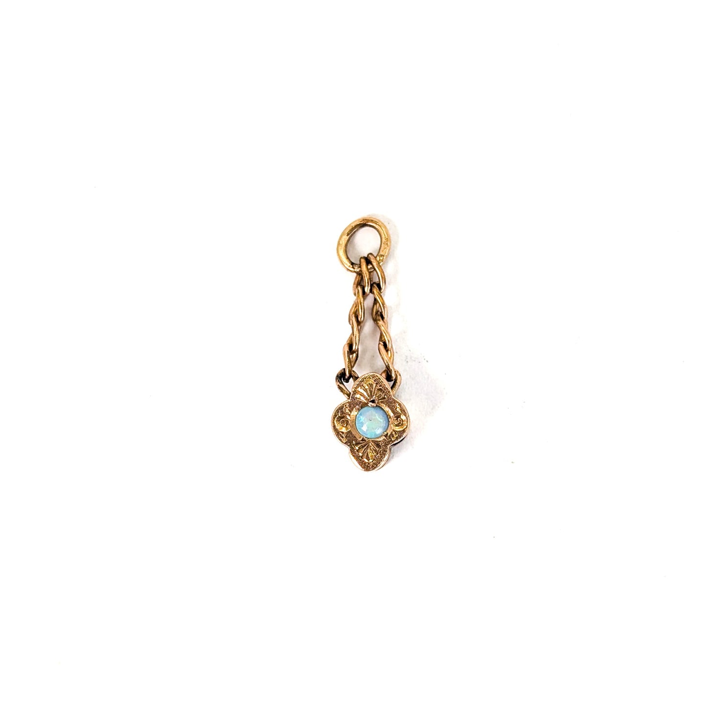 Antique Victorian 14K Gold Opal Quatrefoil Slide Charm