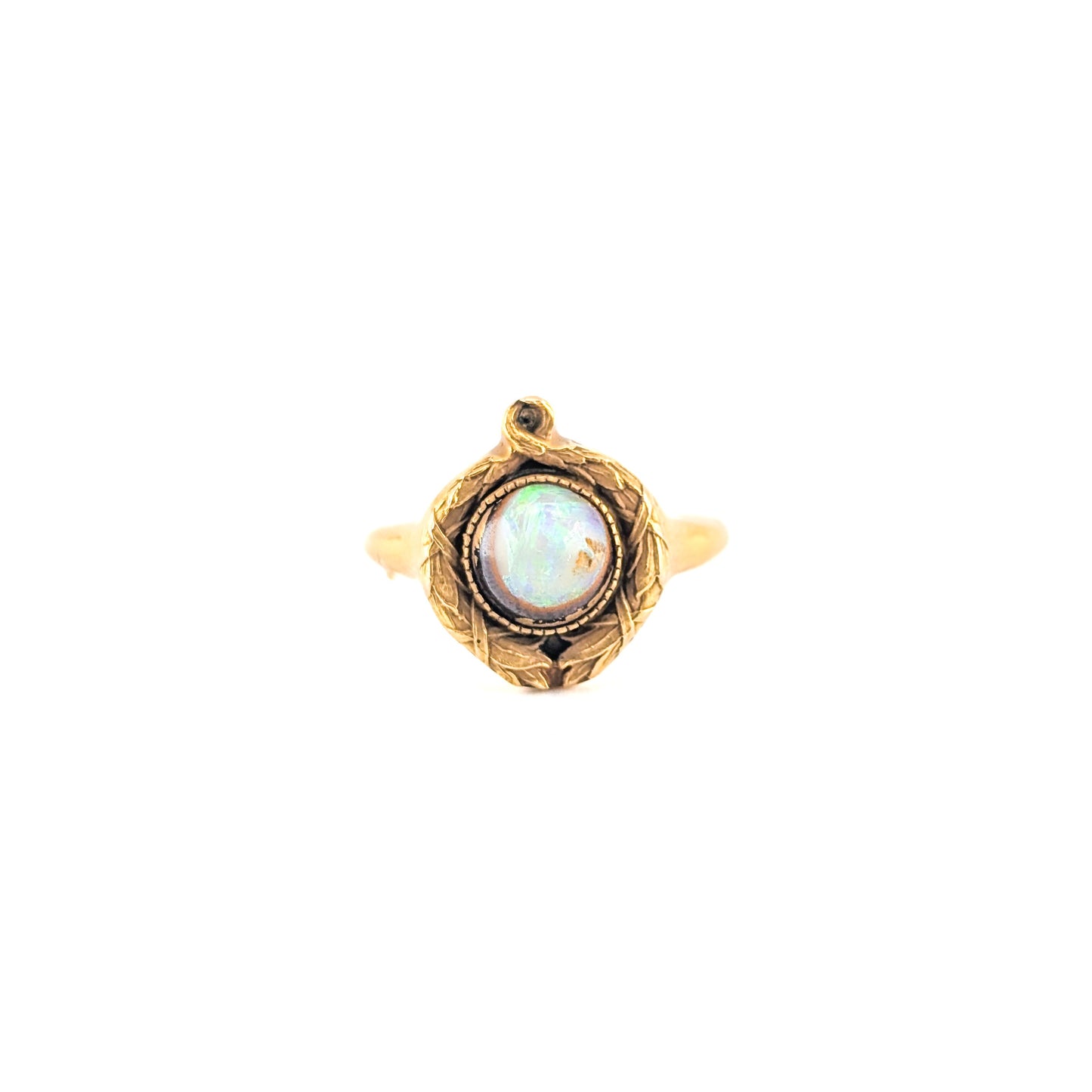 Antique Art Nouveau 18K Gold Boulder Opal Ring