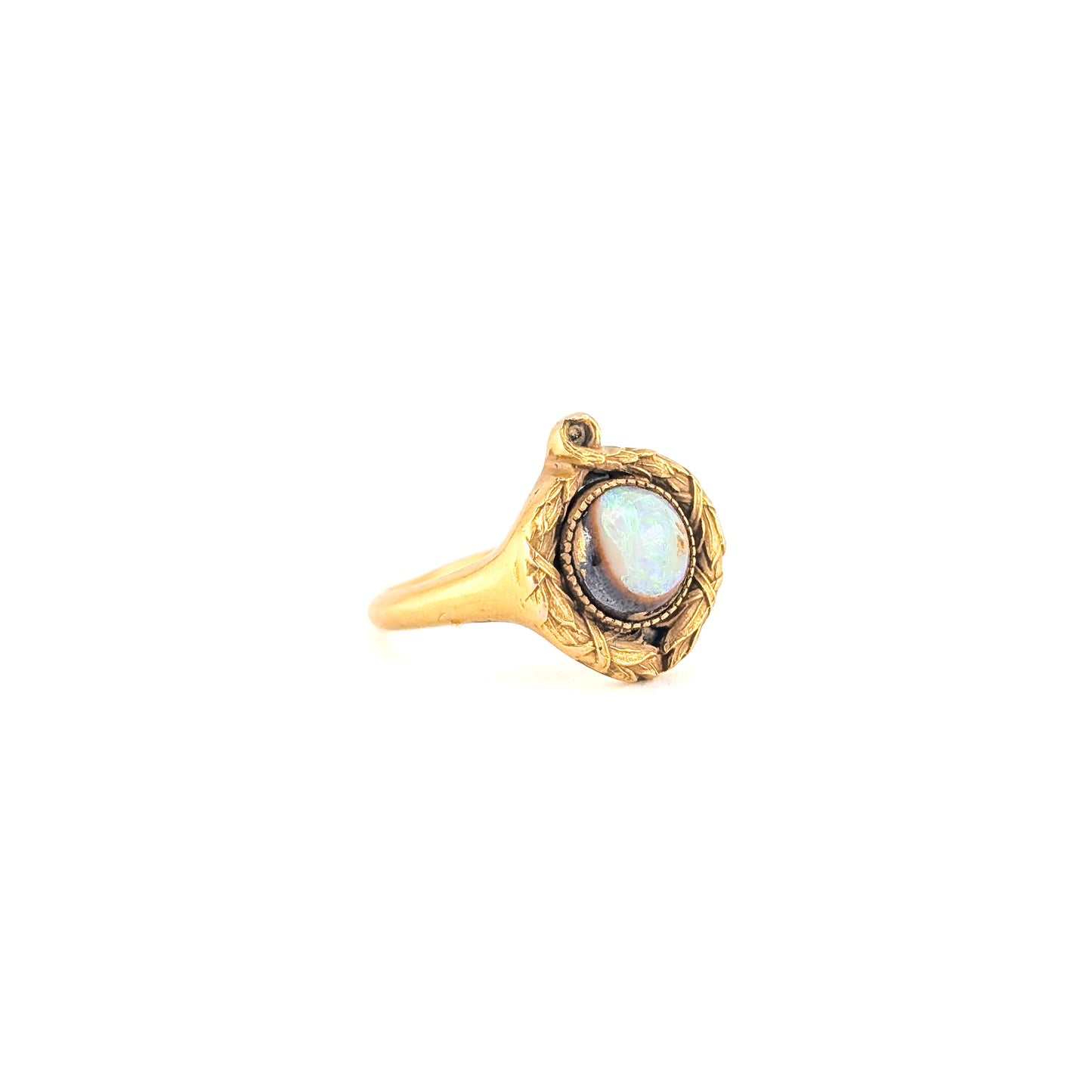 Antique Art Nouveau 18K Gold Boulder Opal Ring