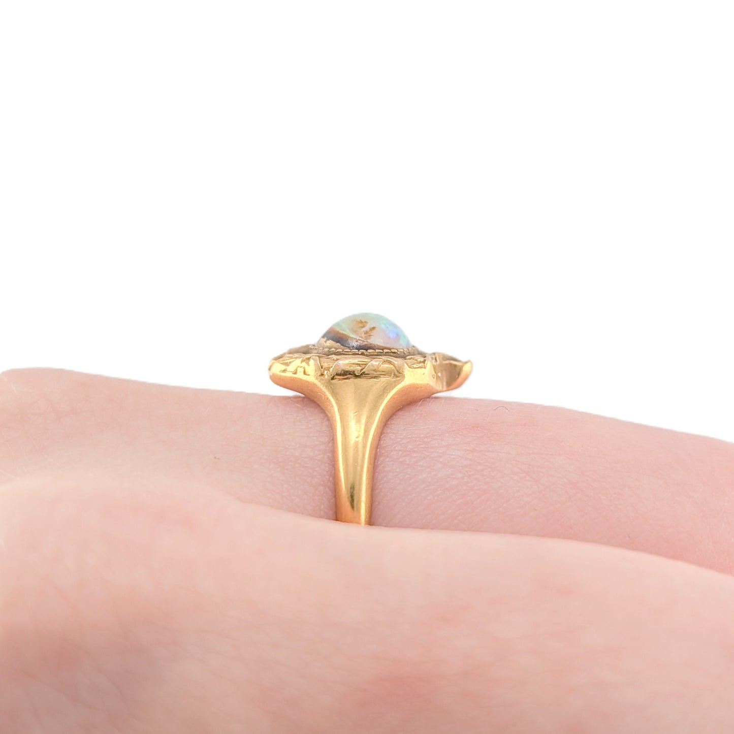 Antique Art Nouveau 18K Gold Boulder Opal Ring