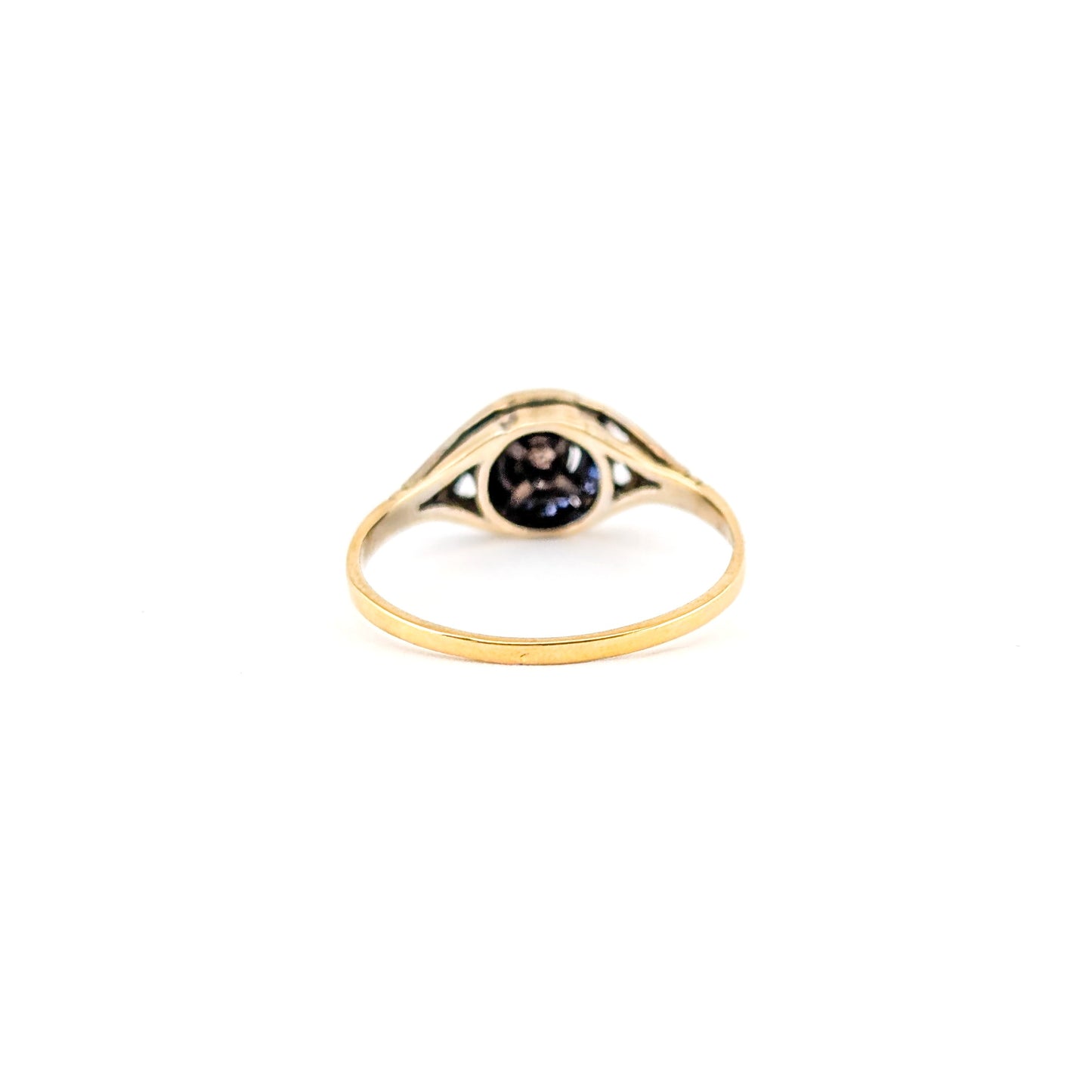 Antique Art Deco Diamond & Sapphire Halo Ring in 18K Gold