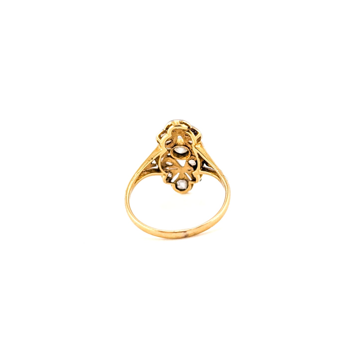 Antique 18K Gold & Platinum Diamond Navette Ring