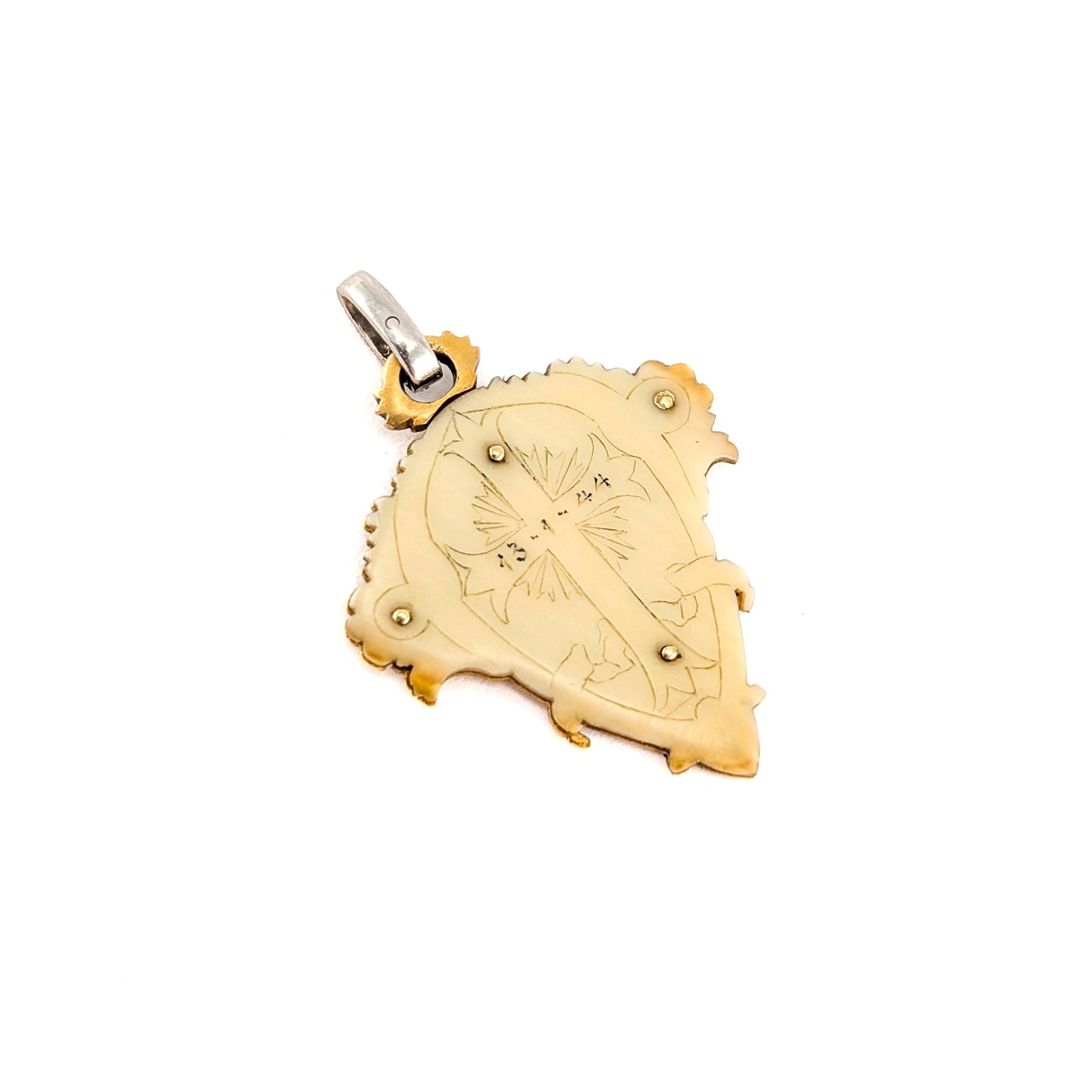 Antique 18K Gold, Platinum & Diamond Memorial Cross Pendant (1844)