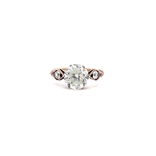 Vintage 9ct Rose Gold Antique Glass Three Stone Ring