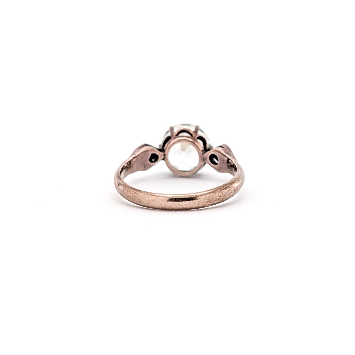 Vintage 9ct Rose Gold Antique Glass Three Stone Ring