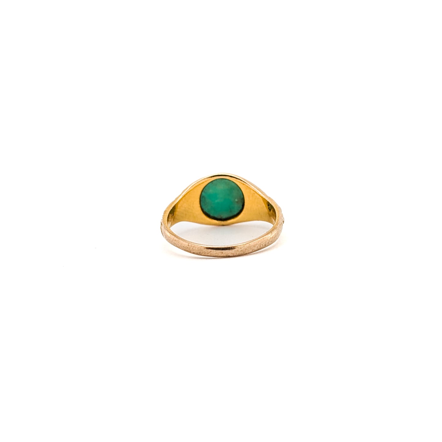Antique Art Nouveau 14K Gold Green Aventurine Ring