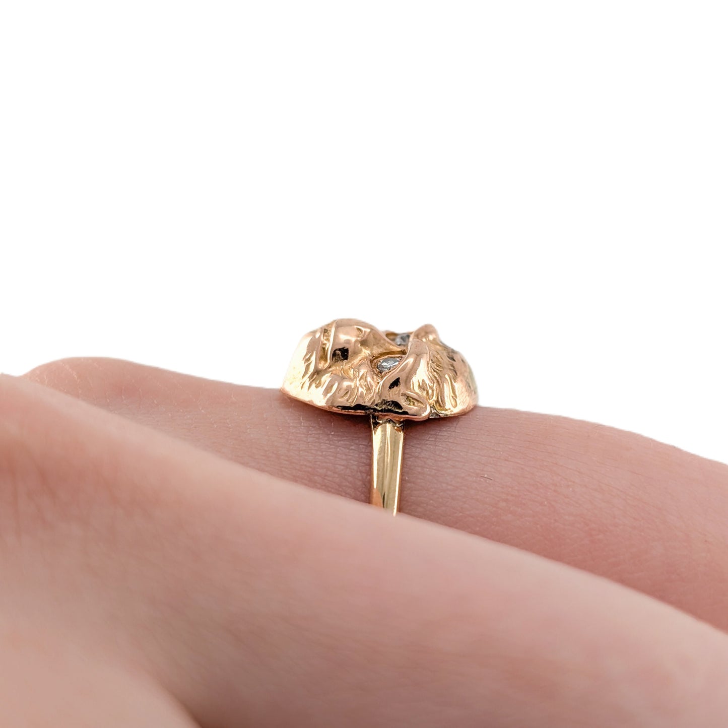 Vintage 14K Gold Diamond Monkey Ring