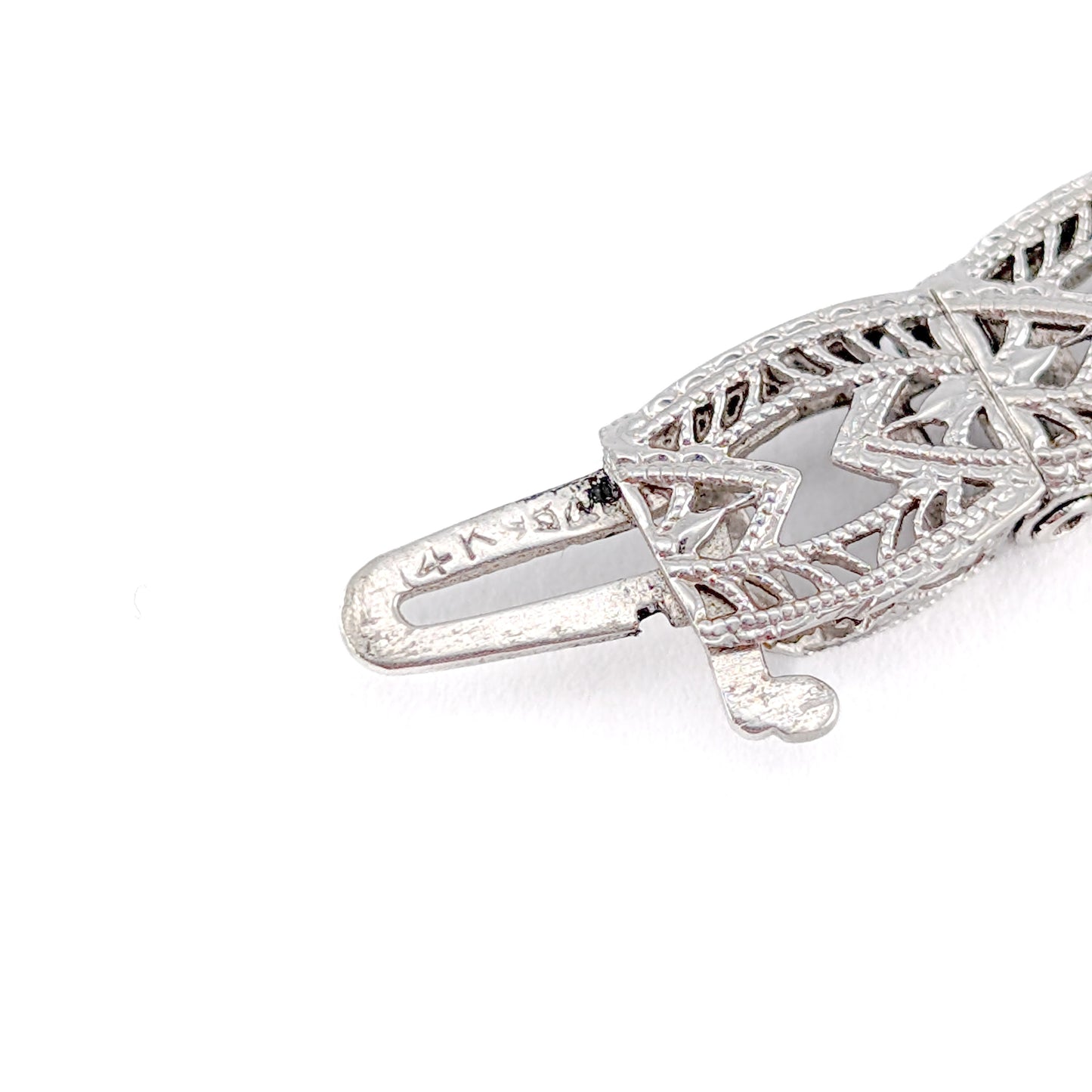 Antique Art Deco 14K White Gold Diamond Filigree Bracelet