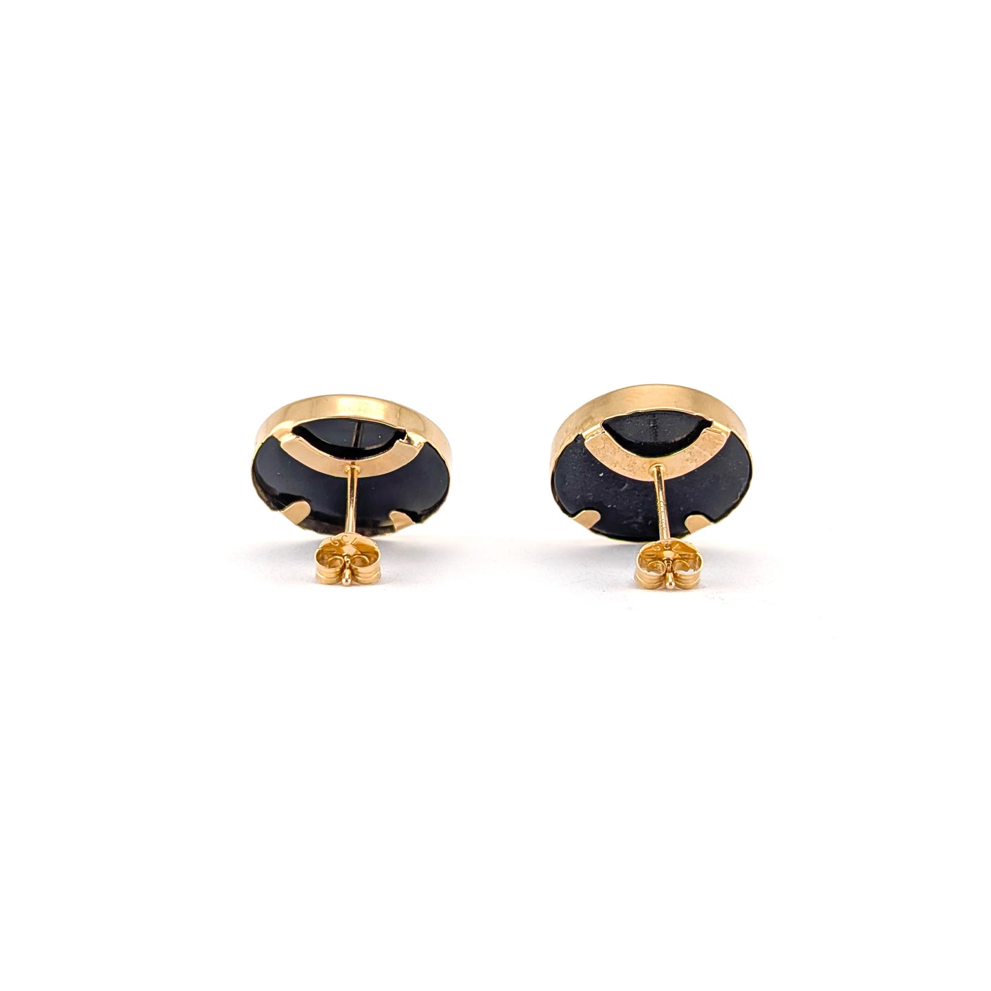 Vintage 14K Gold Black Onyx Intaglio Earrings – Roman Warrior Studs