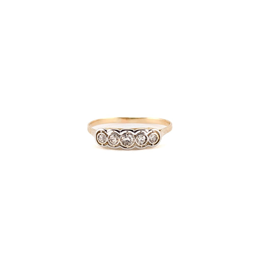 Antique 18K Gold & Platinum Five Stone Diamond Ring