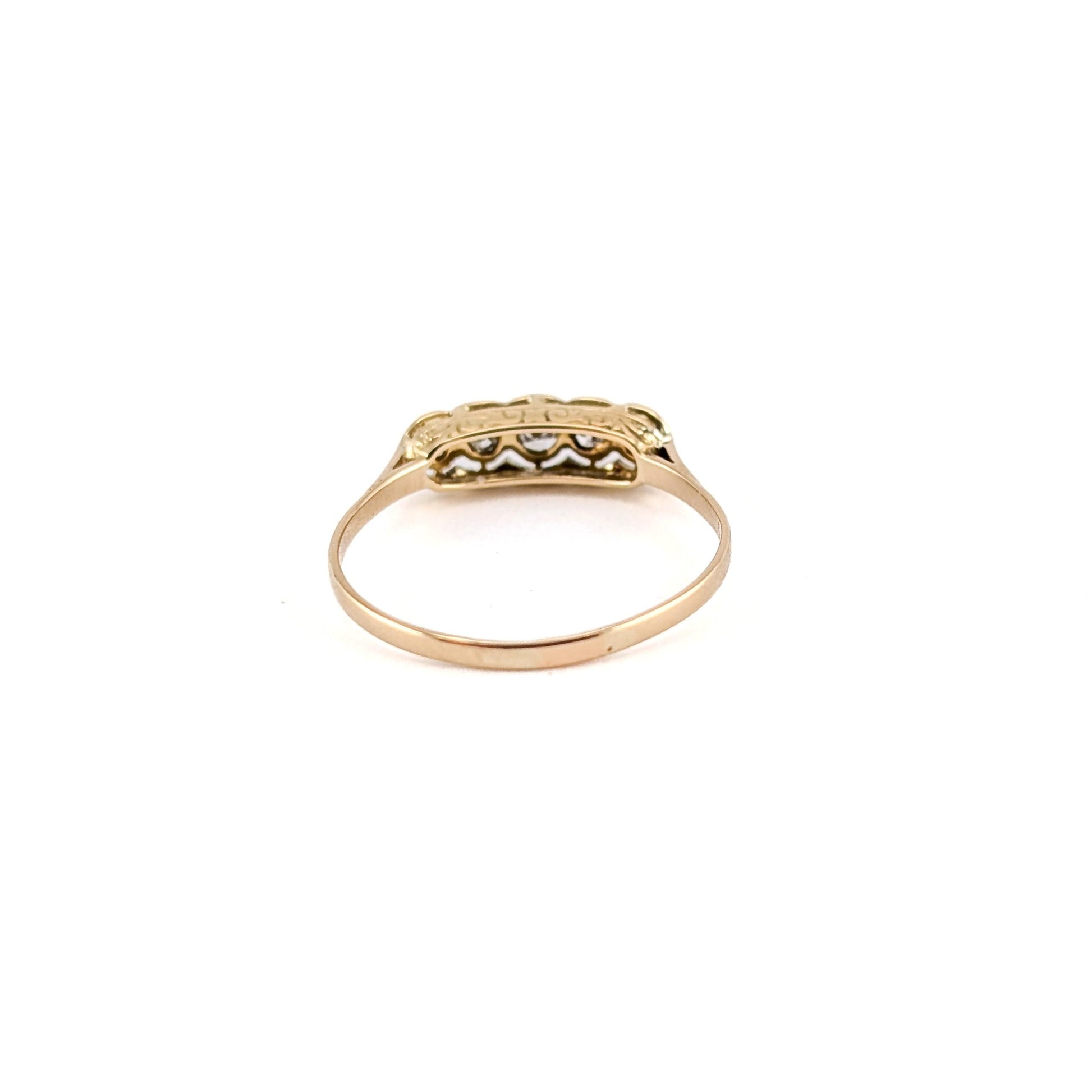 Antique 18K Gold & Platinum Five Stone Diamond Ring