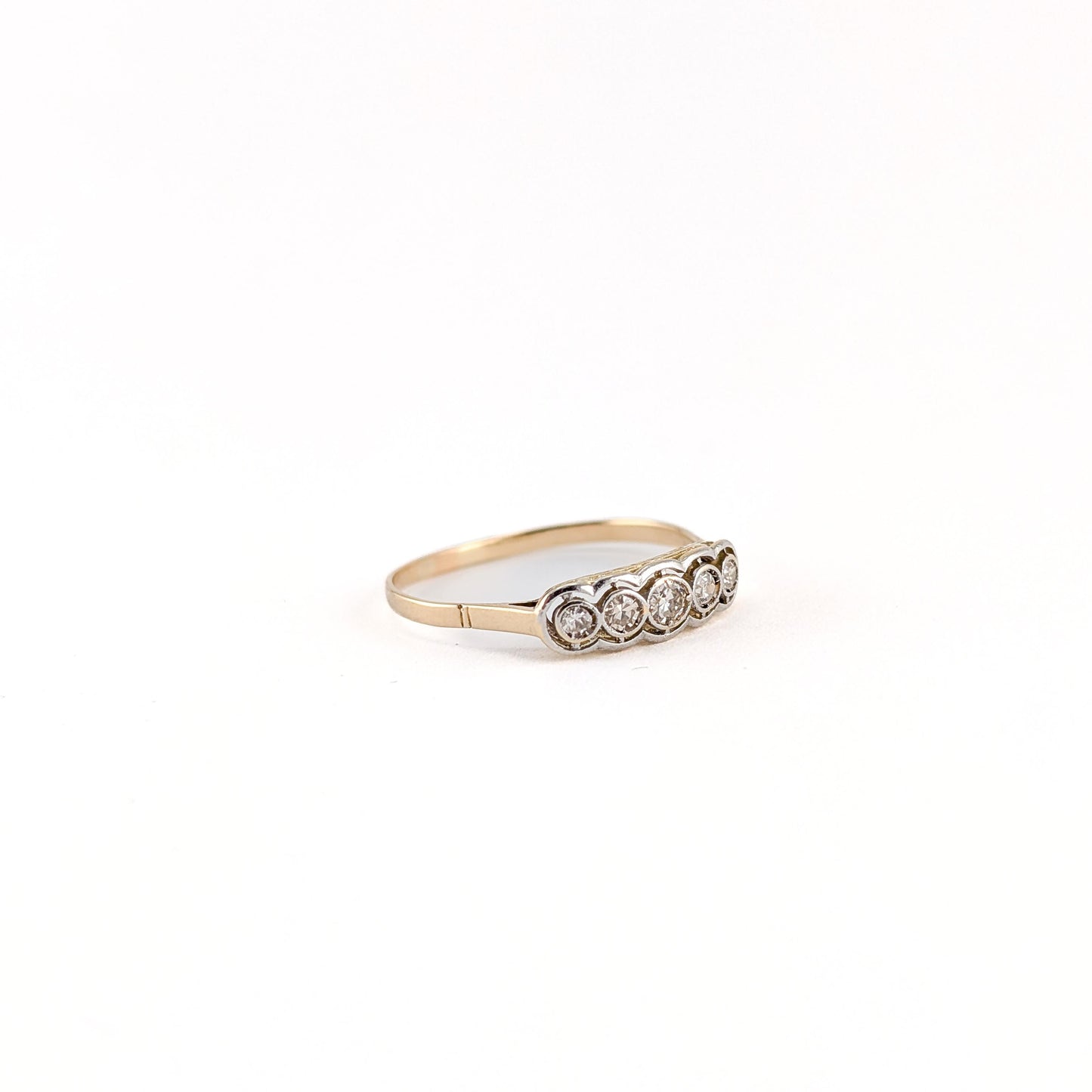 Antique 18K Gold & Platinum Five Stone Diamond Ring