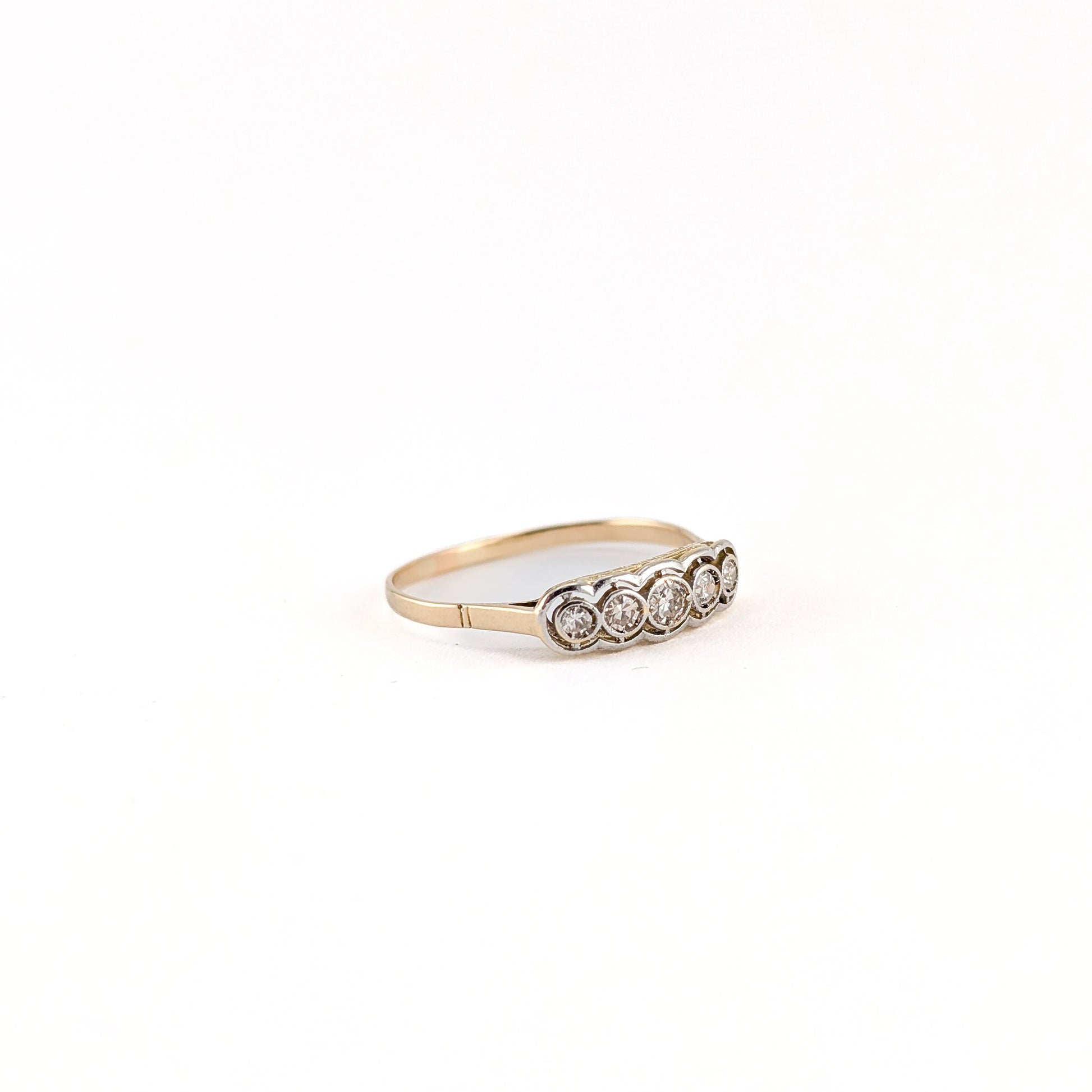 Antique 18K Gold & Platinum Five Stone Diamond Ring