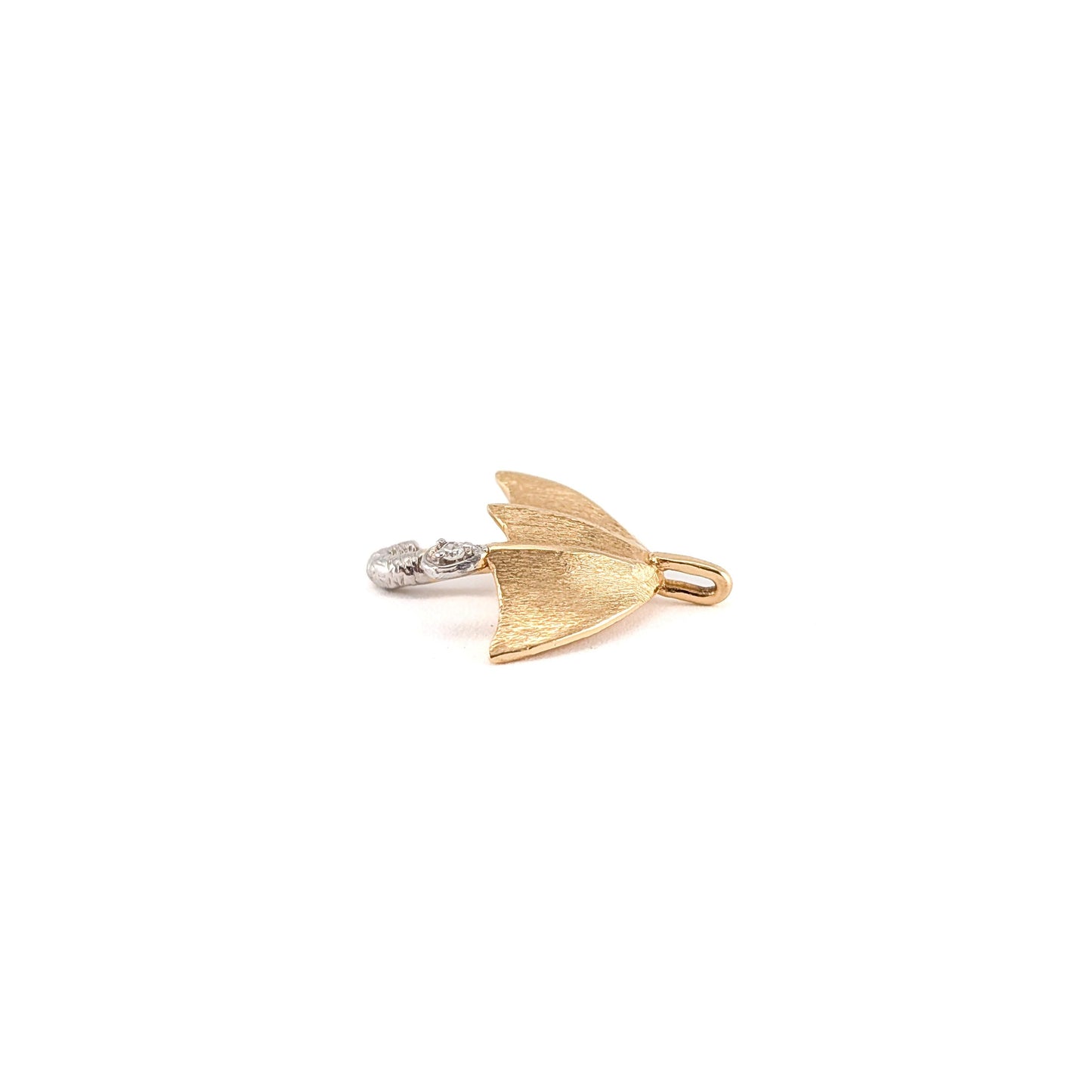 14K Gold Umbrella Pendant with White Diamond - Mid 20th Century Design