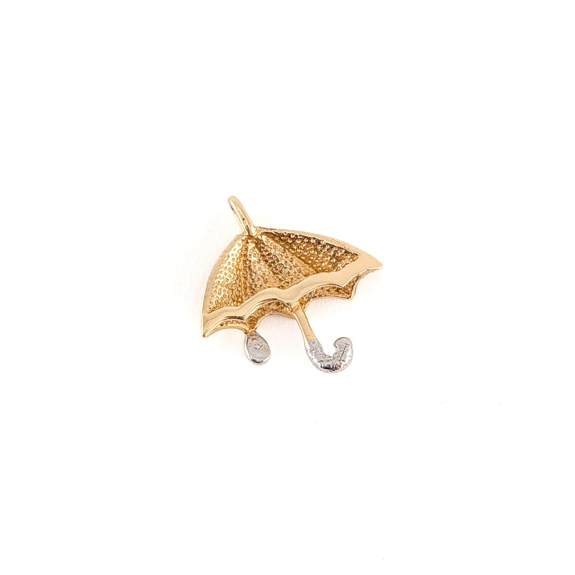 14K Gold Umbrella Pendant with White Diamond - Mid 20th Century Design