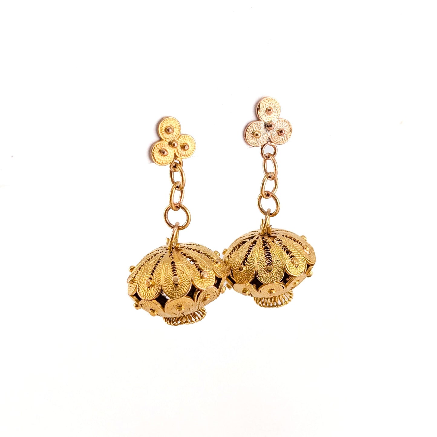 Antique 10K Gold Cannetille Dangle Earrings