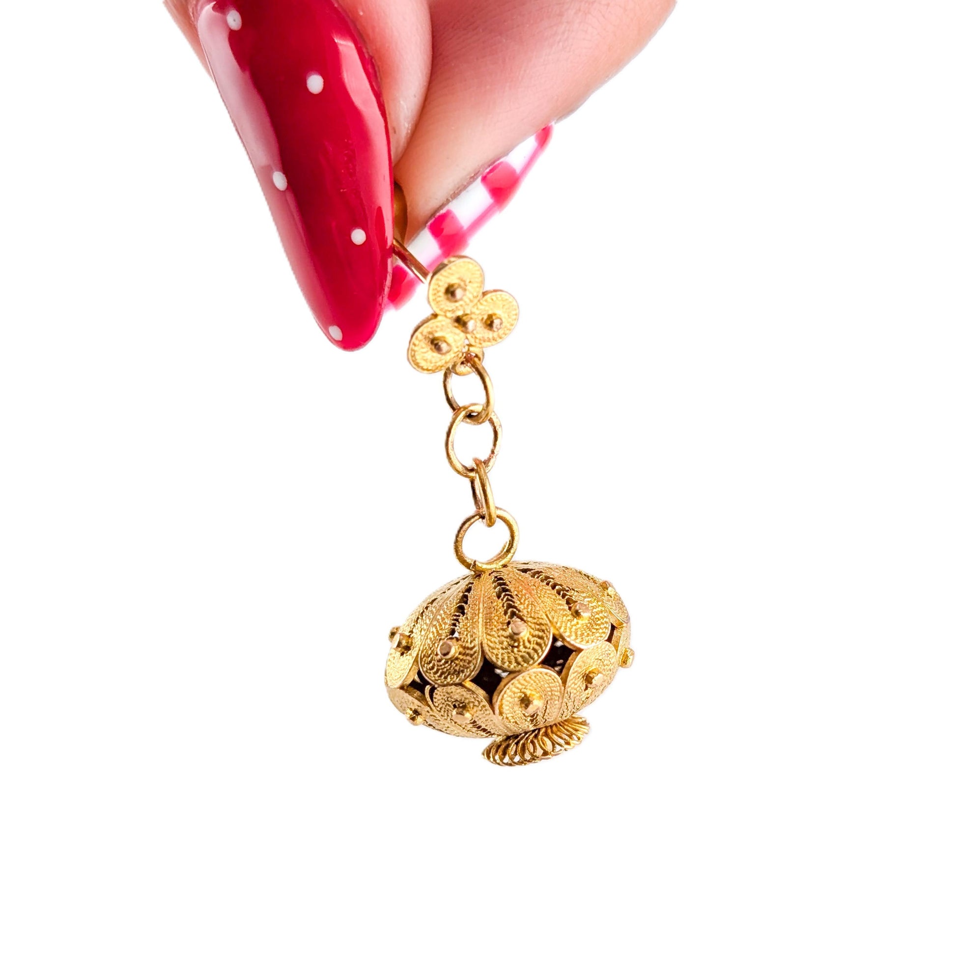 Antique 10K Gold Cannetille Dangle Earrings