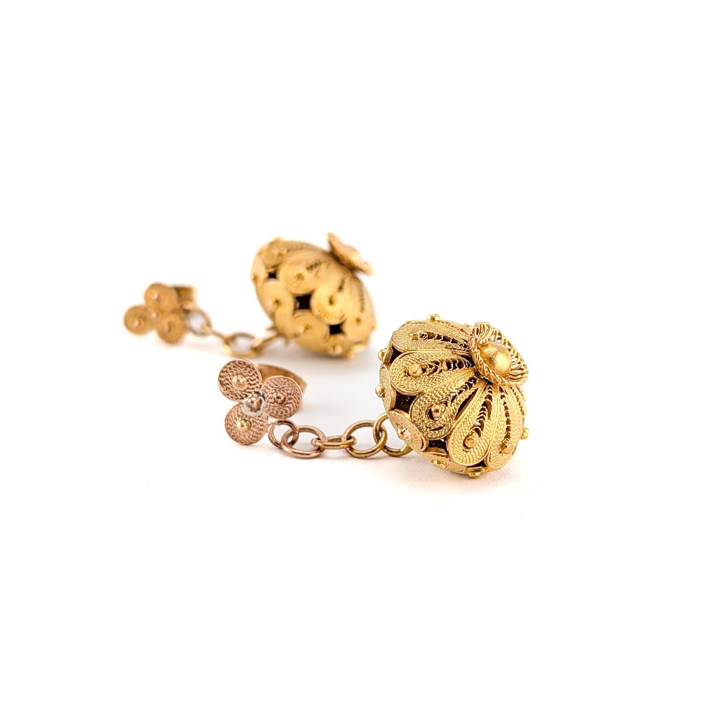 Antique 10K Gold Cannetille Dangle Earrings