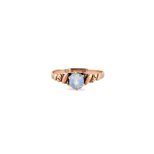 Antique Victorian 9K Rose Gold Opaline Glass Ring