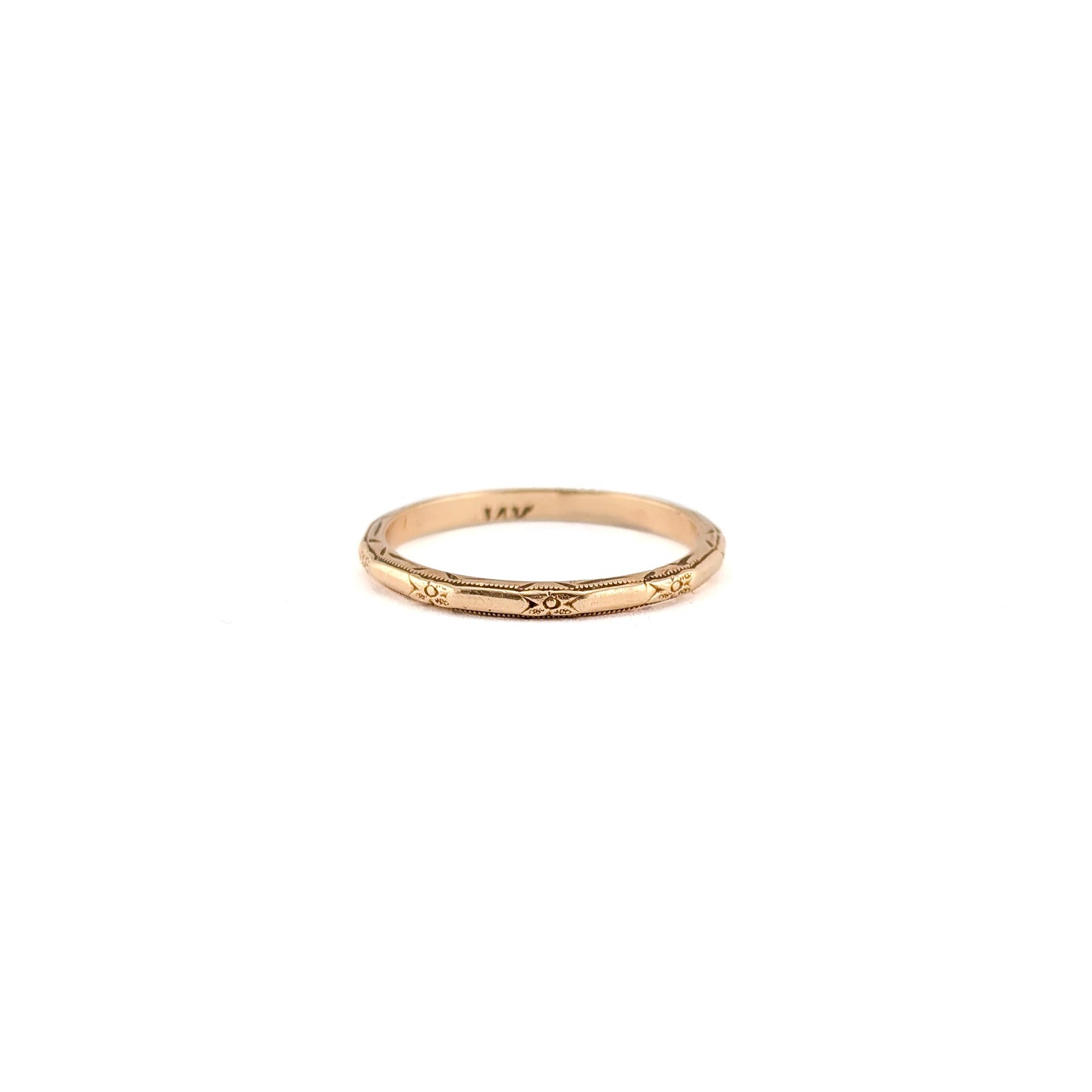 Vintage 14K Gold Floral Engraved Band