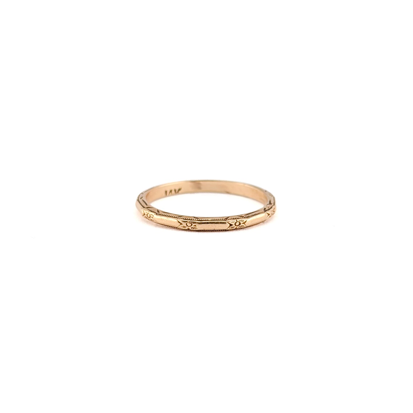 Vintage 14K Gold Floral Engraved Band