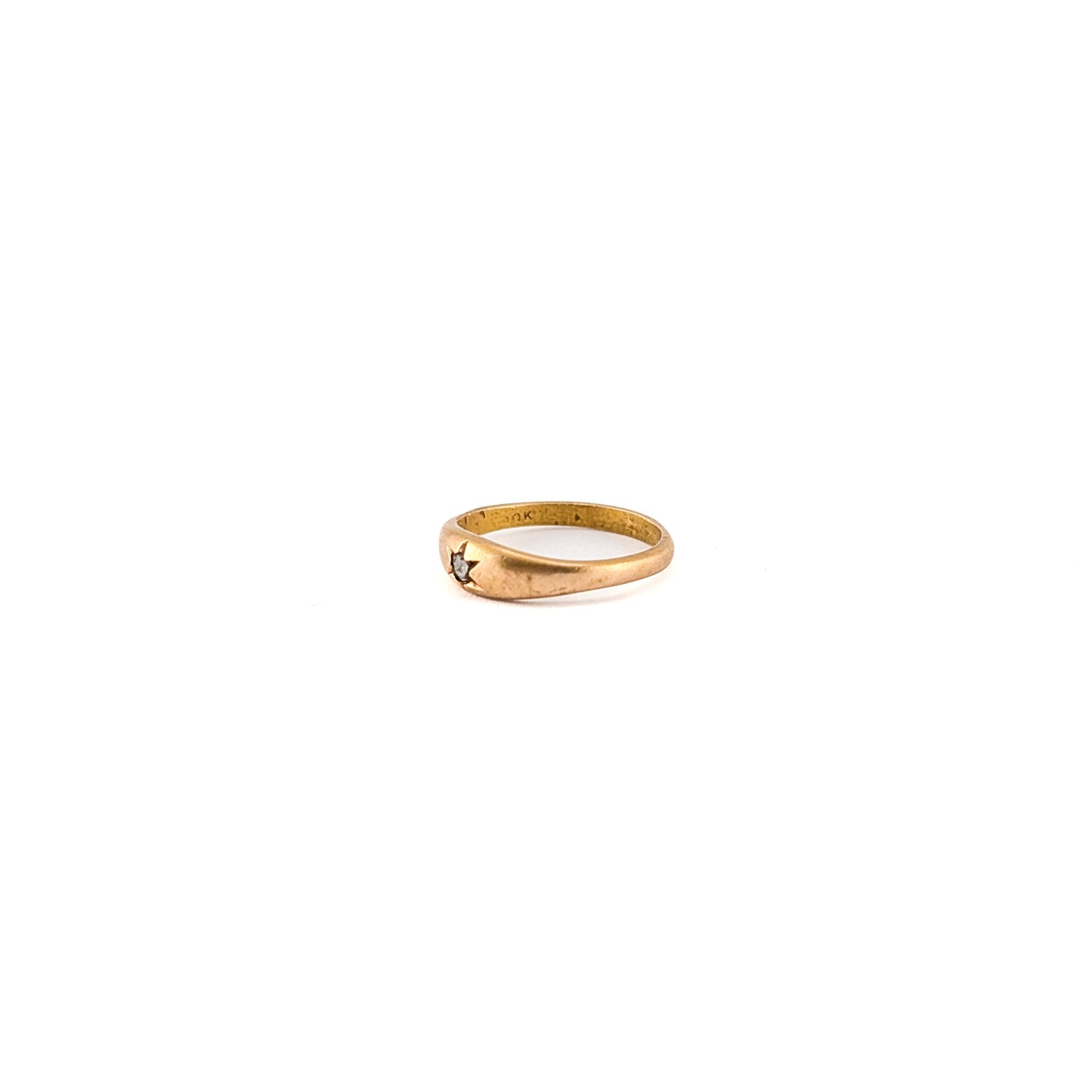 Antique 10K Gold Diamond Baby Ring Victorian Star Set Midi Ring