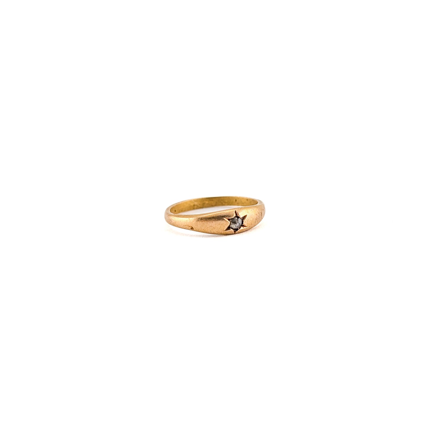 Antique 10K Gold Diamond Baby Ring Victorian Star Set Midi Ring