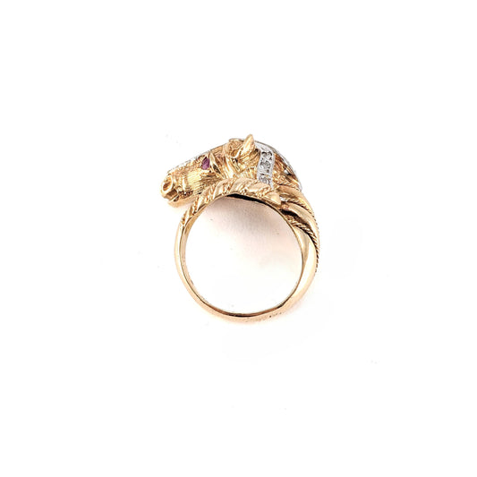 Vintage 18K Two-Tone Gold Horse Head