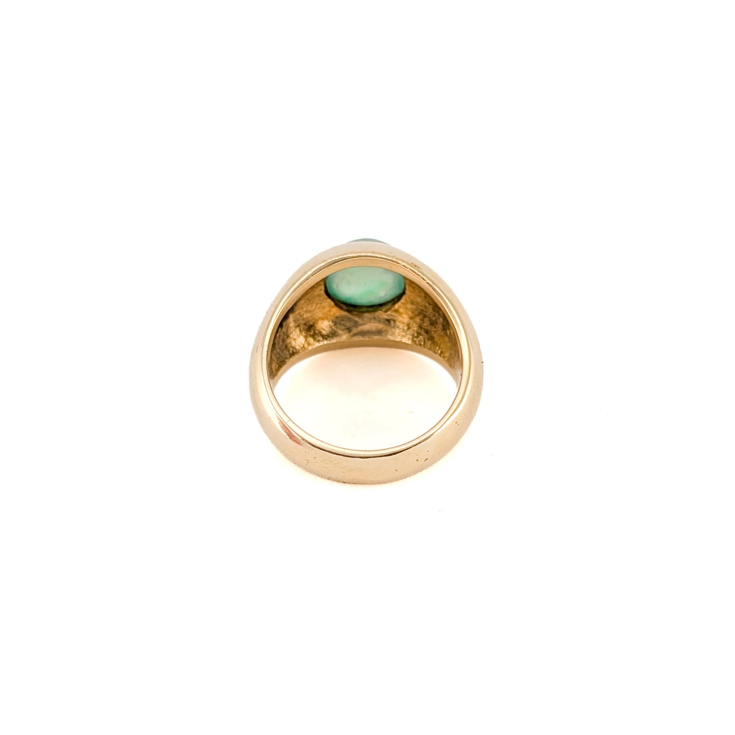 Vintage 14K Gold Jadeite Cabochon Dome Ring
