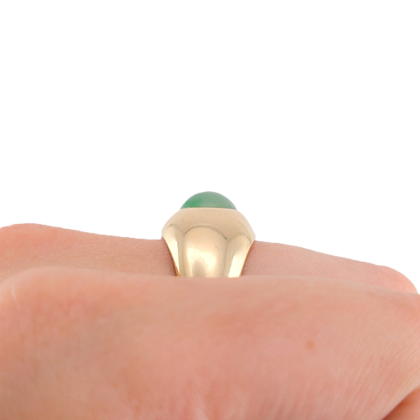 Vintage 14K Gold Jadeite Cabochon Dome Ring