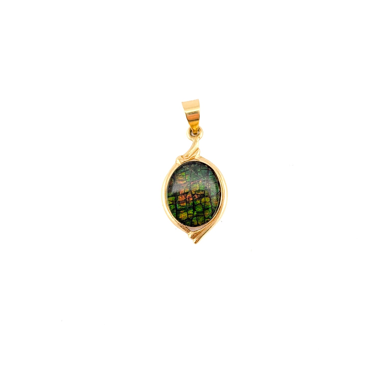 18K Gold Ammolite Pendant