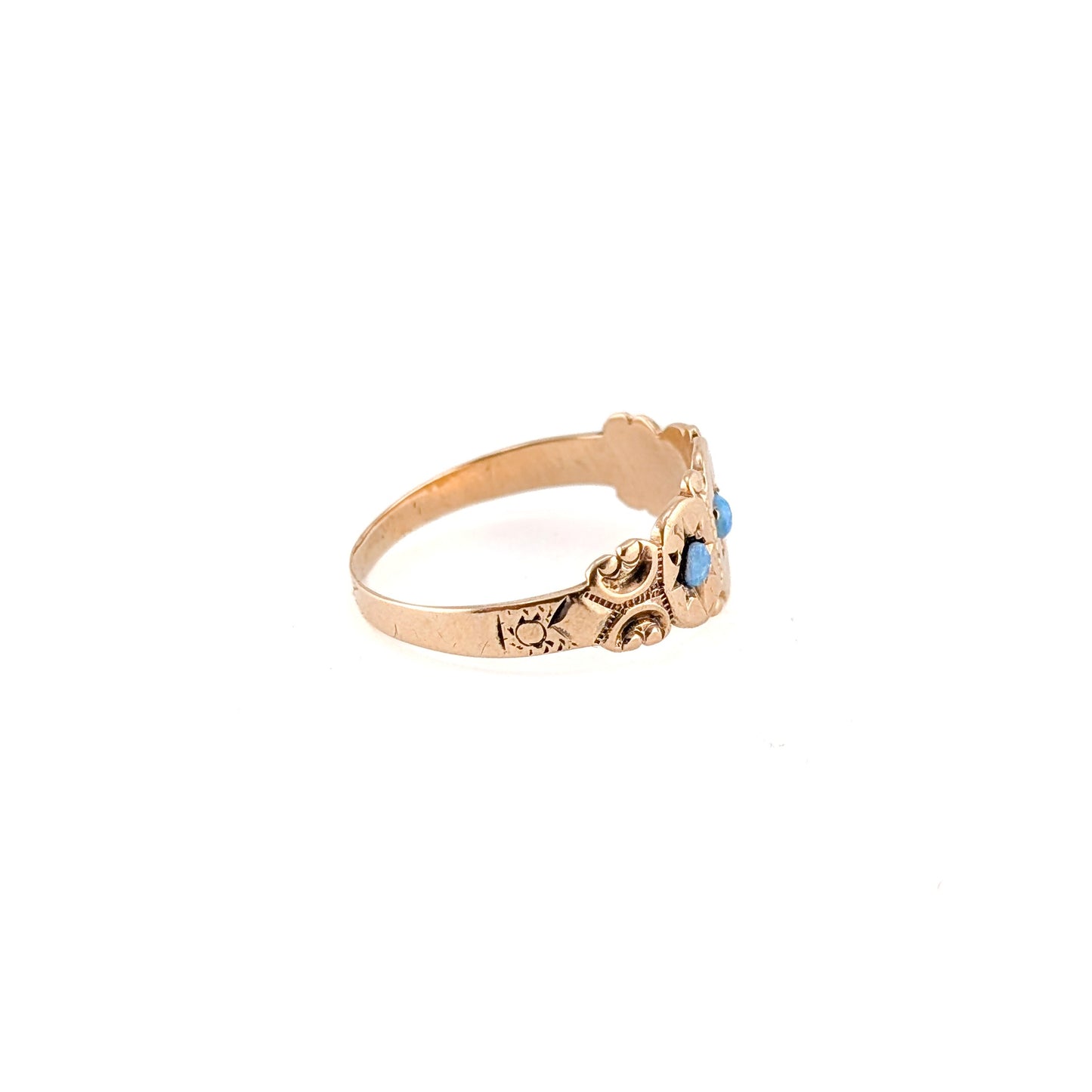 Antique Victorian 9K Gold Three Stone Opal Ring