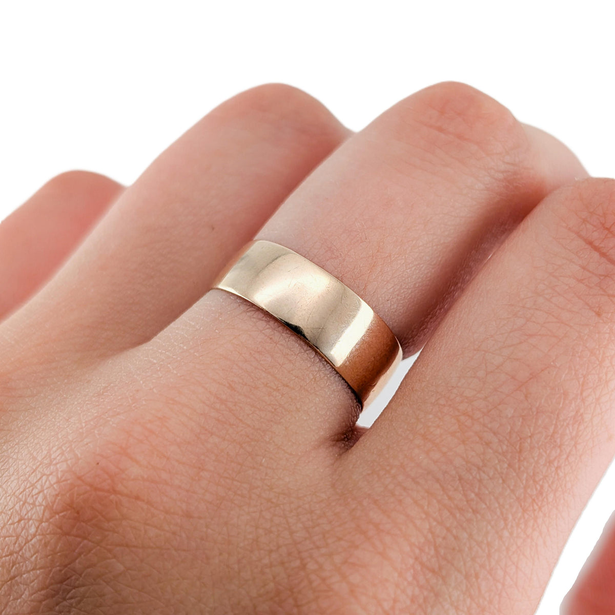 Antique 10K Rosy Gold Cigar Wide-Band Ring